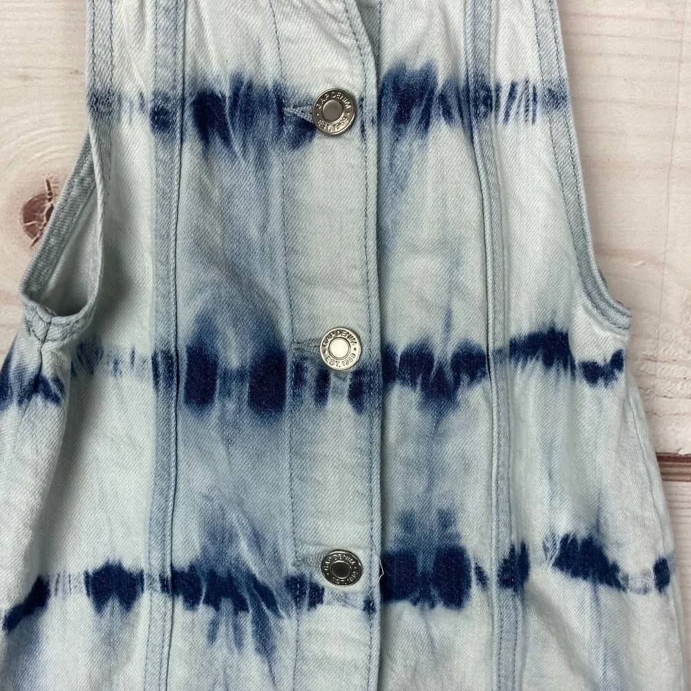 Gap Dress‎ Girls Small Blue Overall Denim Cotton Tie Dye Button-Up Sleeveless
